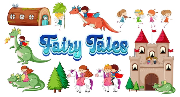 Set of fairy tale cartoon characters