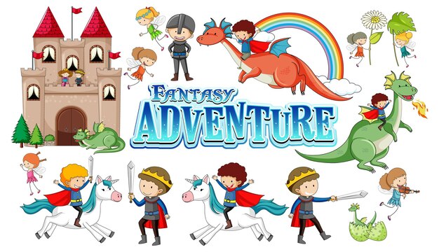 Set of fairy tales cartoon characters