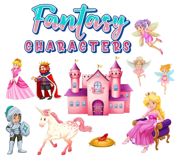 Set of fairy tales cartoon characters