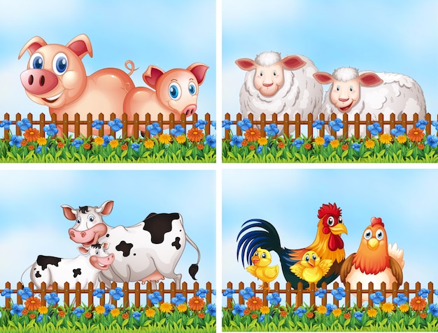 Free Vector set of farm animals