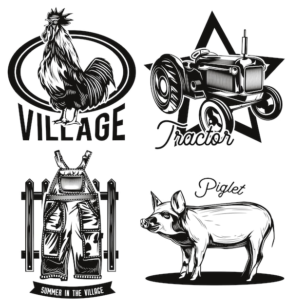 Free vector set of farming emblems