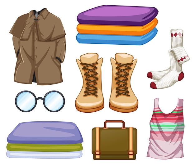 Free Vector set of fashion outfits and accessories on white background