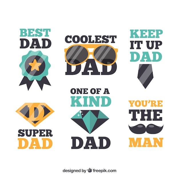 Free vector set of father's day badges in flat style