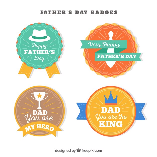 Set of father's day badges in flat style