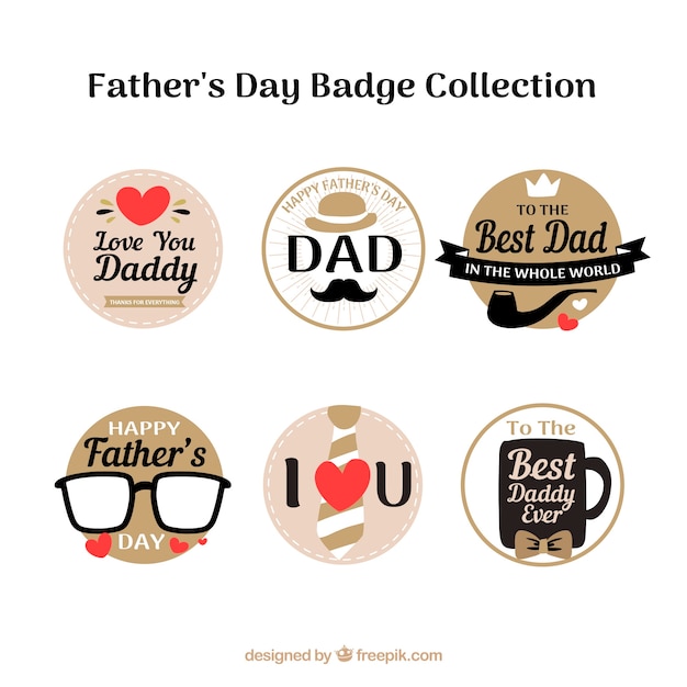 Free Vector set of father's day badges in flat style