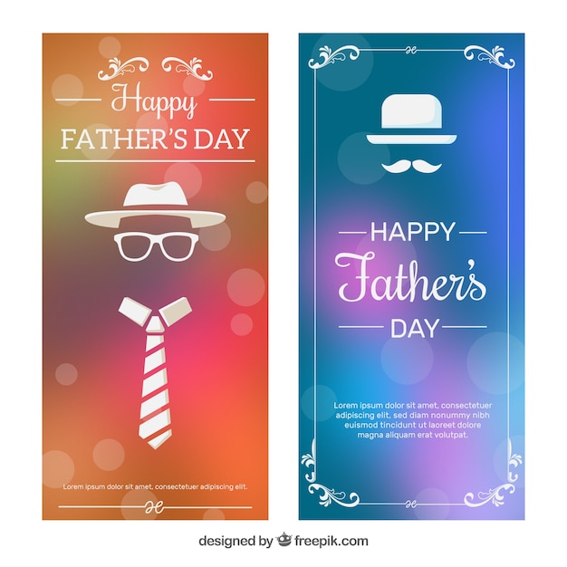 Set of father's day banners in blurred style