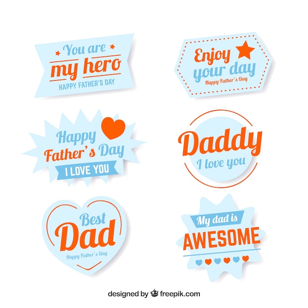 Free Vector set of father's day labels with different elements