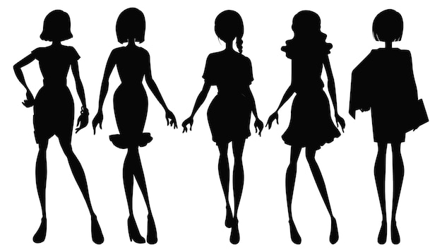 Set of female silhouette