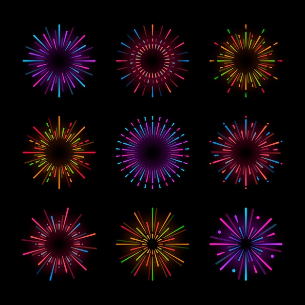 Free vector set of firework explosion vectors