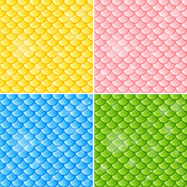 Free Vector set of fish scale seamless pattern background