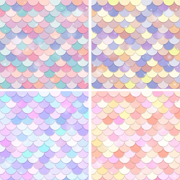 Free vector set of fish scale seamless pattern background