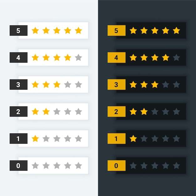 Free Vector set of five stars rating icon for web app service