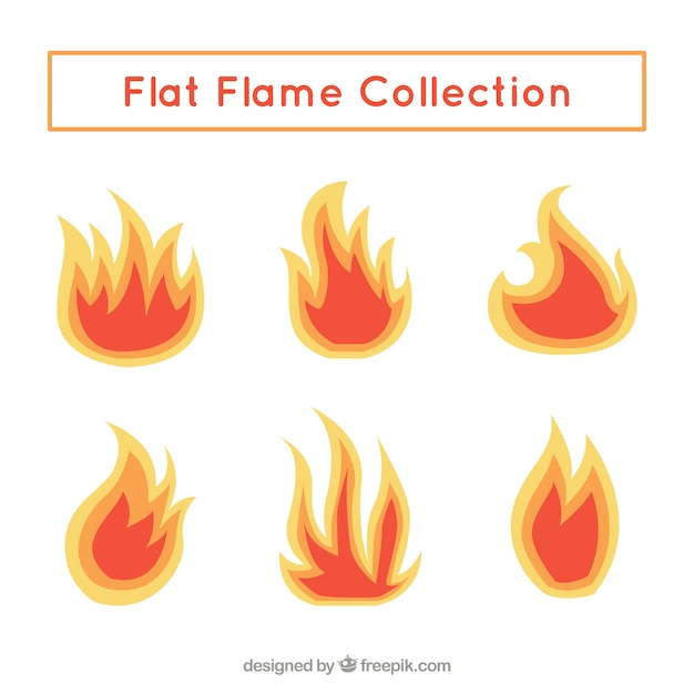 Set of flames in flat design