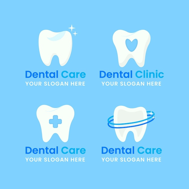 Set of flat dental logo templates