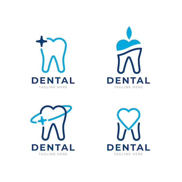 Free Vector set of flat dental logo templates