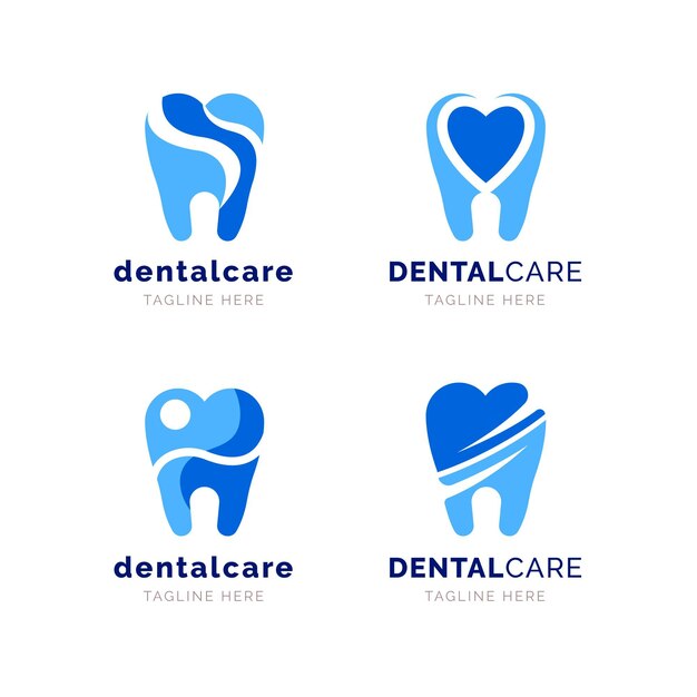 Set of flat dental logo templates