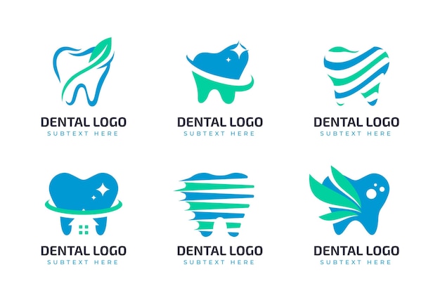 Set of flat dental logos