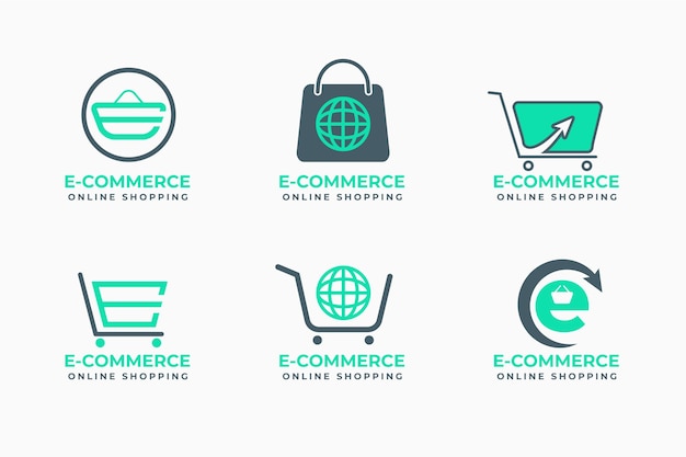 Free Vector set of flat design e-commerce logos