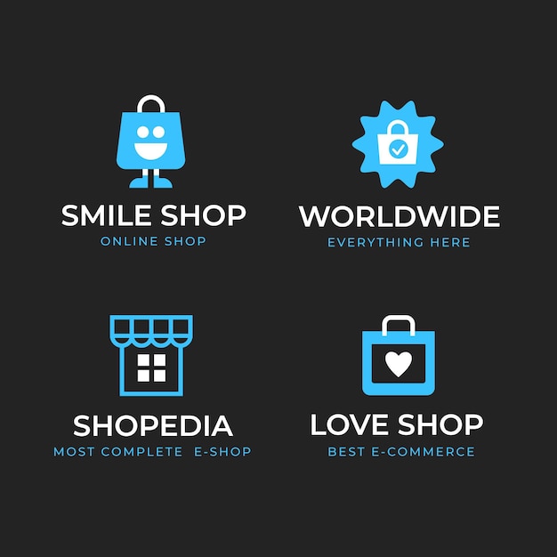 Set of flat design e-commerce logos