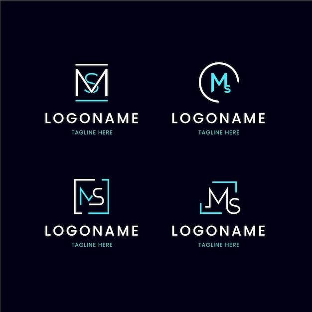 Set of flat design ms logo templates