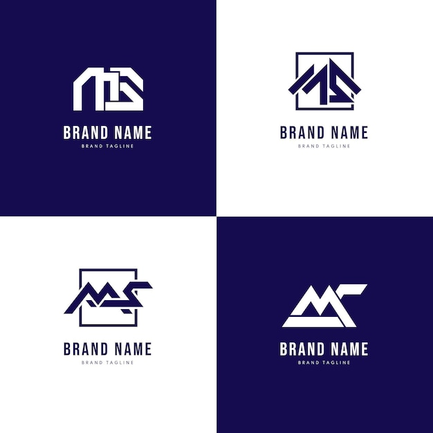 Set of flat design ms logo templates