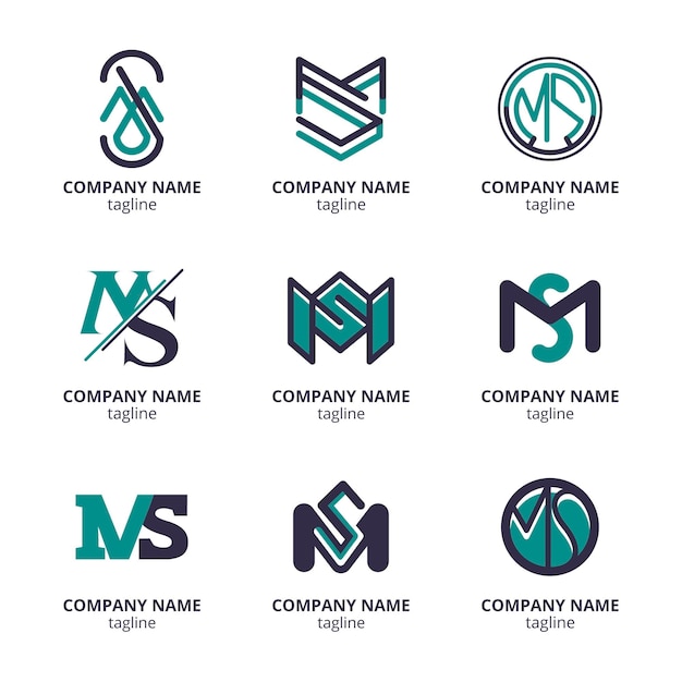 Free vector set of flat design ms logo templates