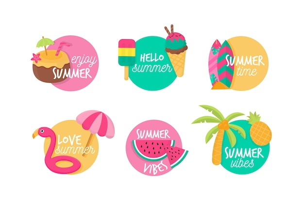 Set of flat design summertime badges