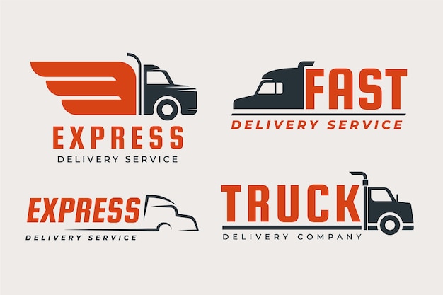 Set of flat design truck logos