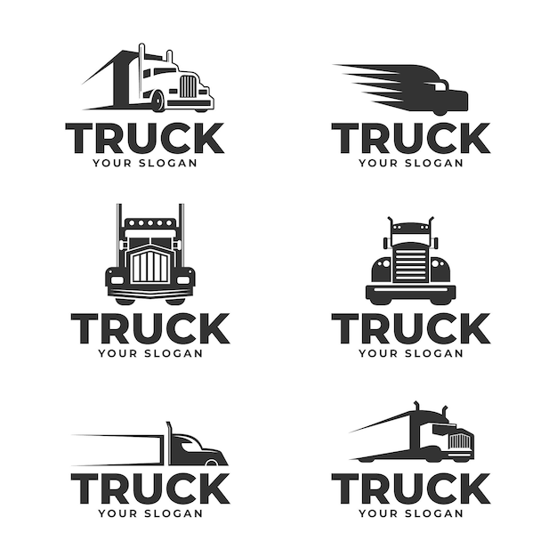 Free Vector set of flat design truck logos