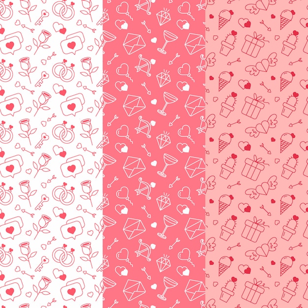 Set of flat design valentine's day pattern