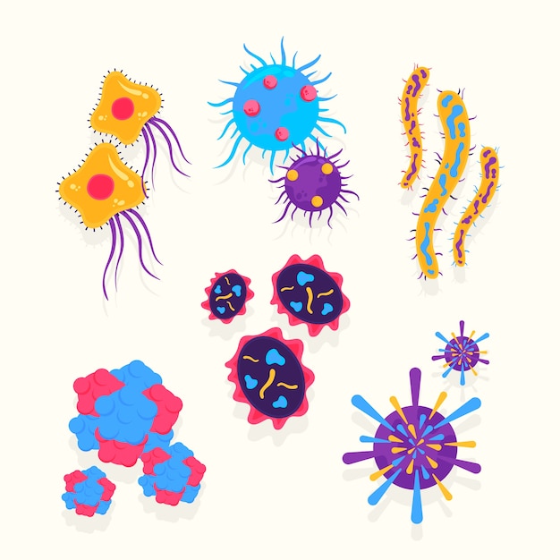 Free Vector set of flat design viruses