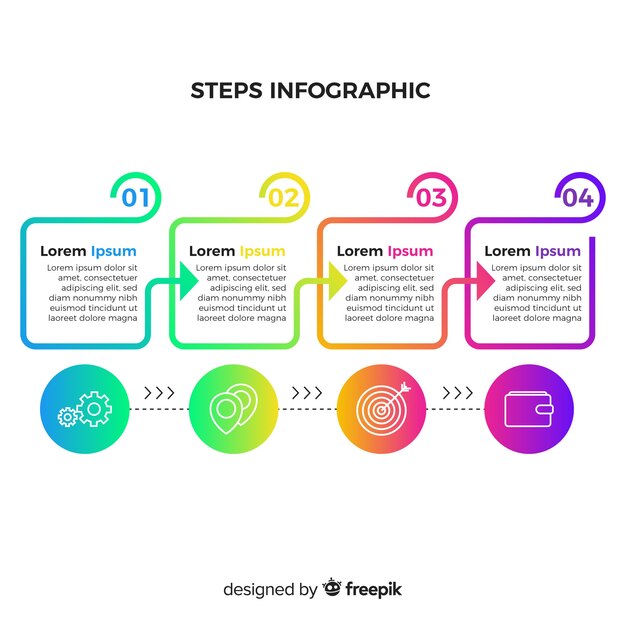 Set of flat infographic steps