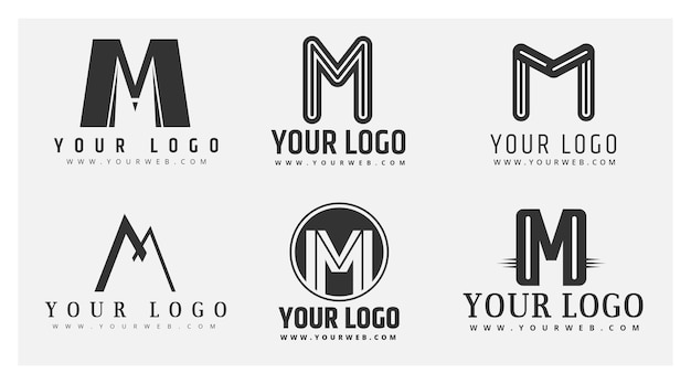 Free vector set of flat m logo templates