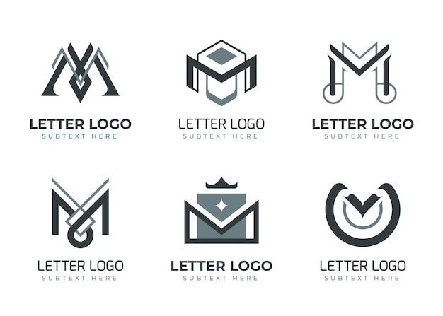 Free vector set of flat m logo templates