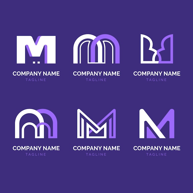 Set of flat m logo templates