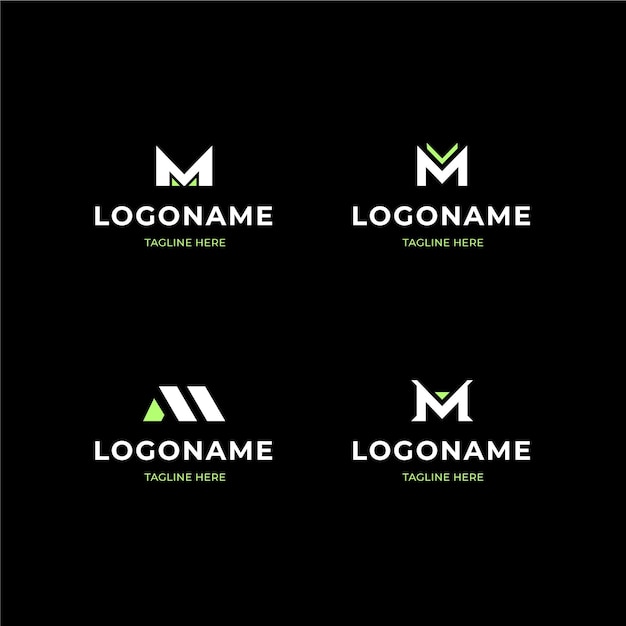 Set of flat m logo templates