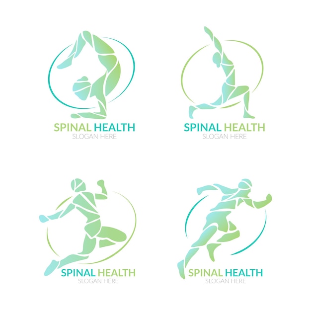 Set of flat physiotherapy logo templates