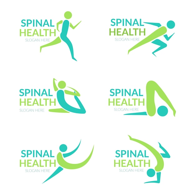 Set of flat physiotherapy logo templates