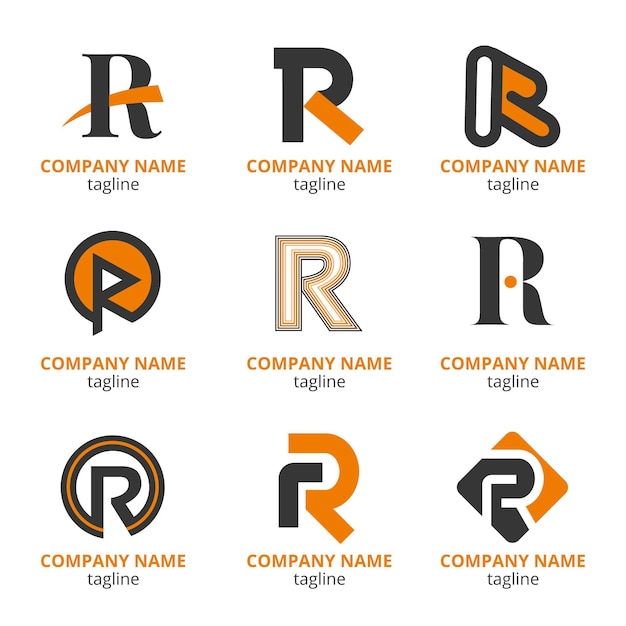 Free Vector set of flat r logo templates