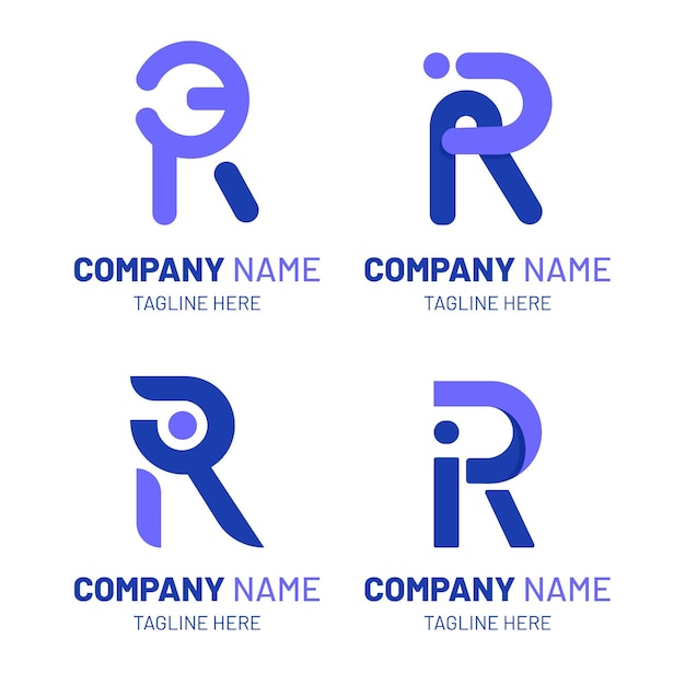 Set of flat r logo templates