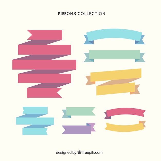 Free Vector set of flat ribbons in colors