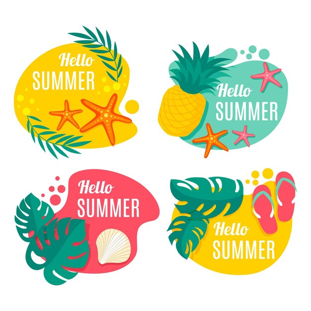 Set of flat summer labels