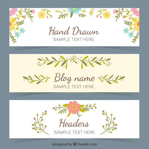 Set of floral blog headers 