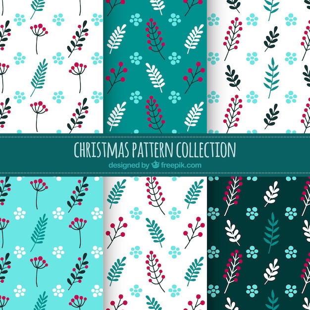 Set of floral patterns for christmas