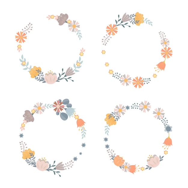 set of floral wreaths