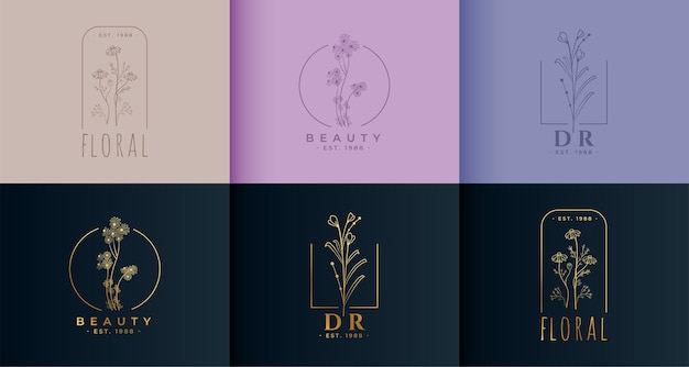 Free vector set of flower floral logo concept template