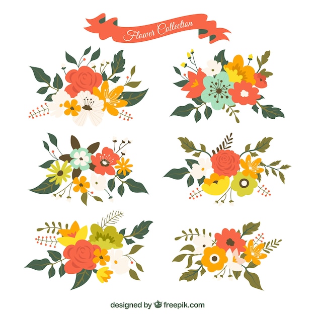 Set of flowers in flat style