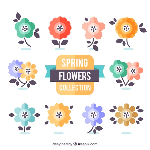 Set of flowers in flat style