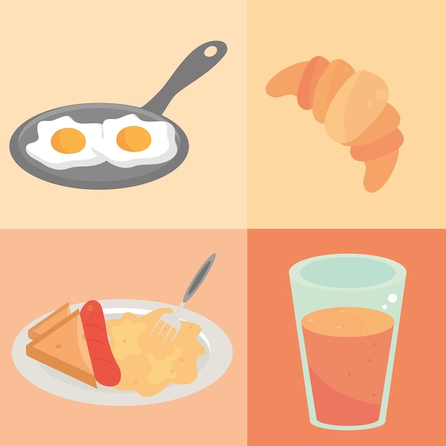 set of food breakfast cartoon