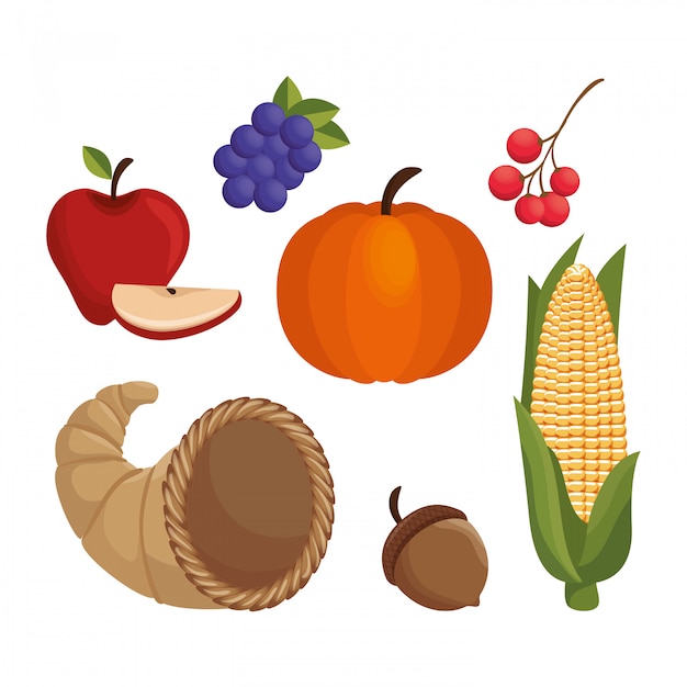 set food thanksgiving icons design